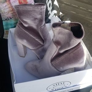 Steve Madden Grey Velvet Booties